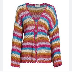 Xirena multicolored crochet sweater carssyn cardigan, NWT SIZE  XS